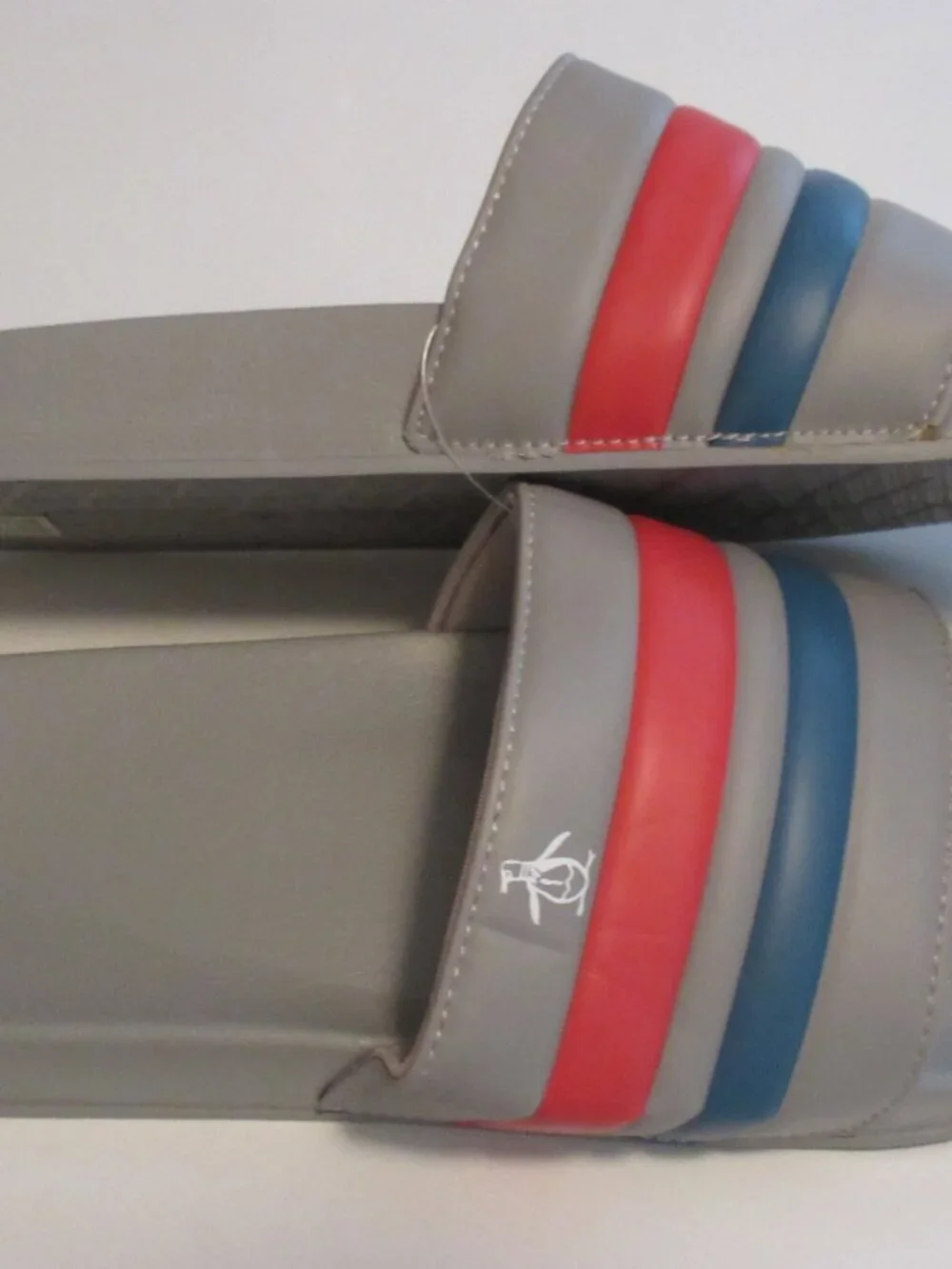 Original Penguin Men's Earle Slide Sandal Grey Red Blue NWT Classic Ships Free